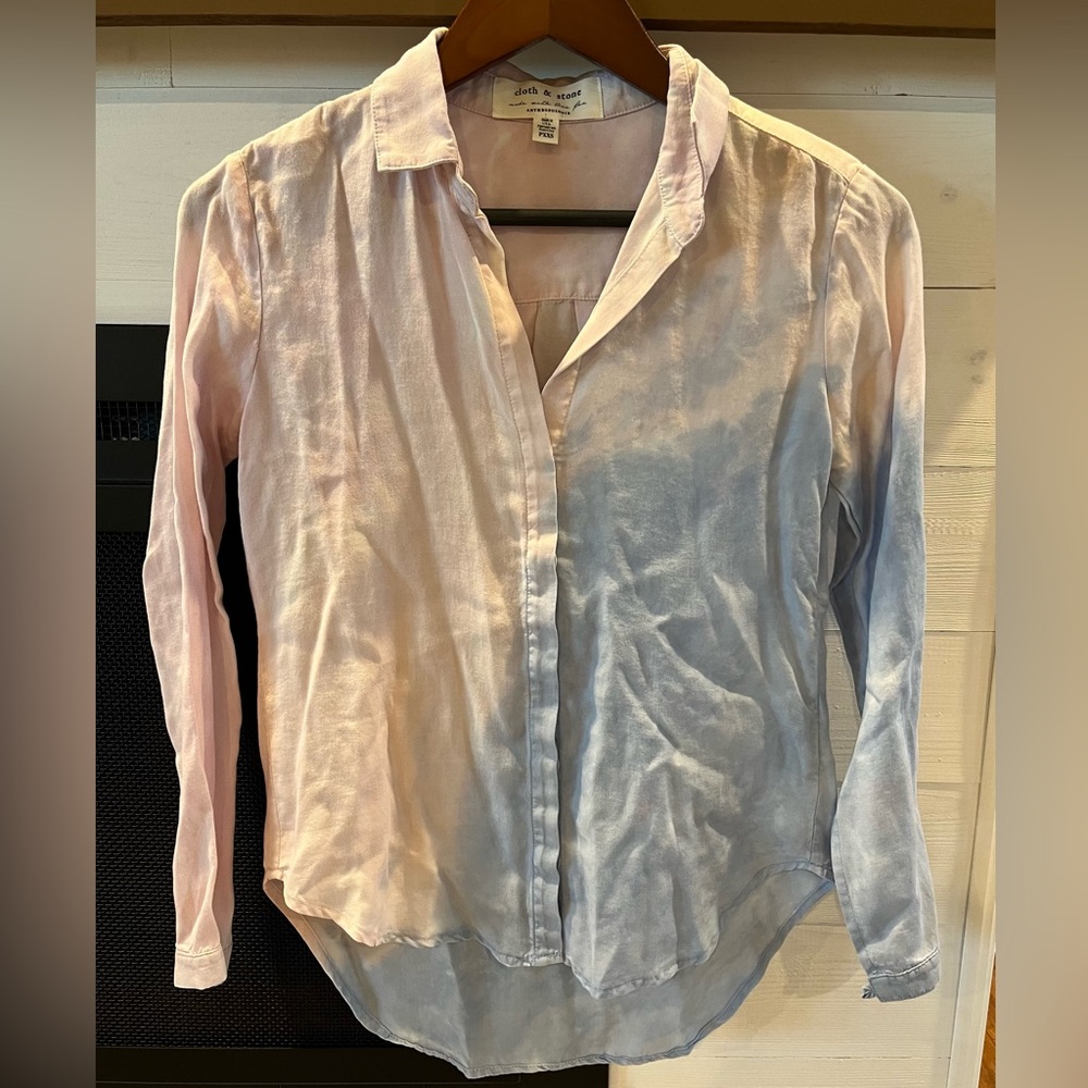 Cloth & Stone light pink and blue tie-dye button down.size PXXS - Picture 3 of 5